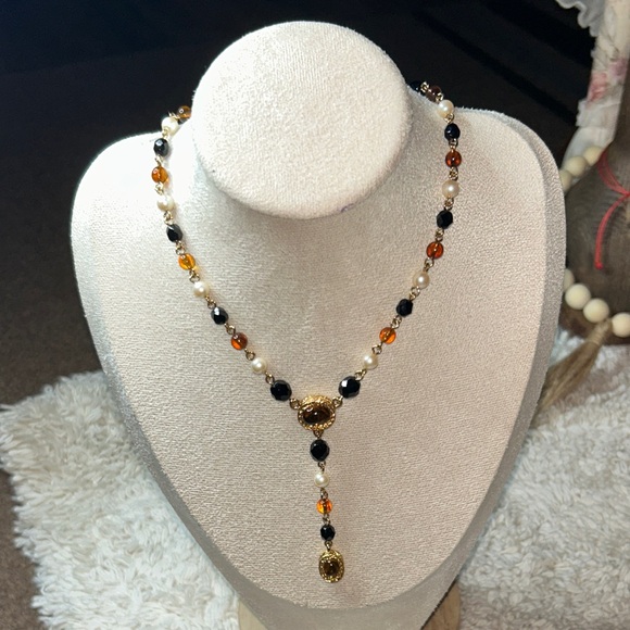 Monet Jewelry - Monet  Black, Gold, and Cream Beaded Necklace